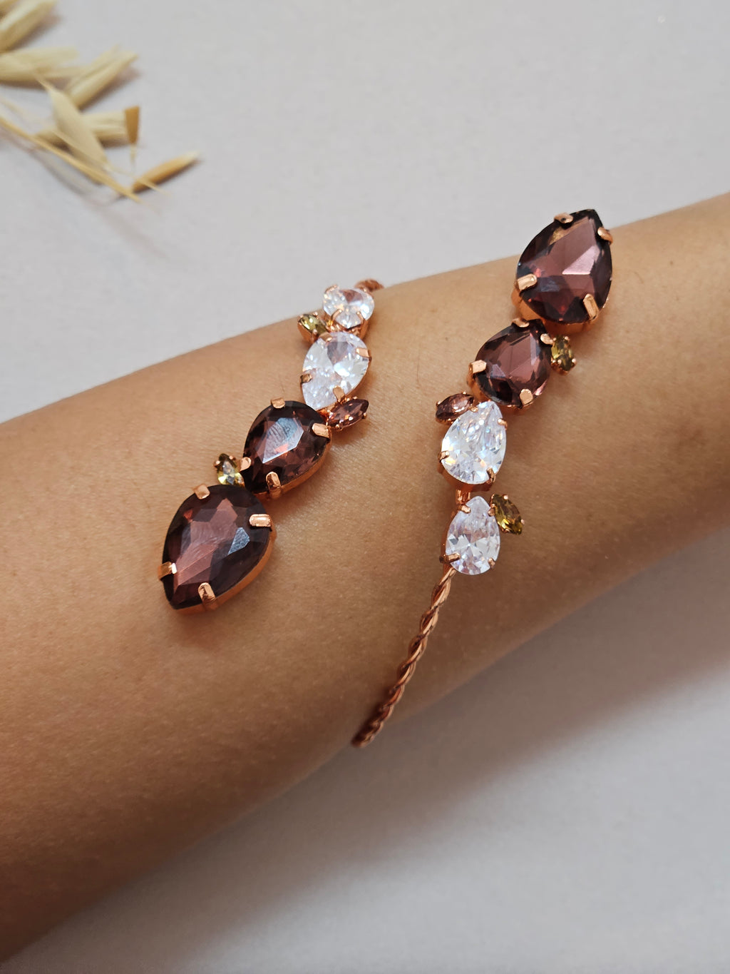 Dark Purple Jewelry Set With Rose Gold Finish