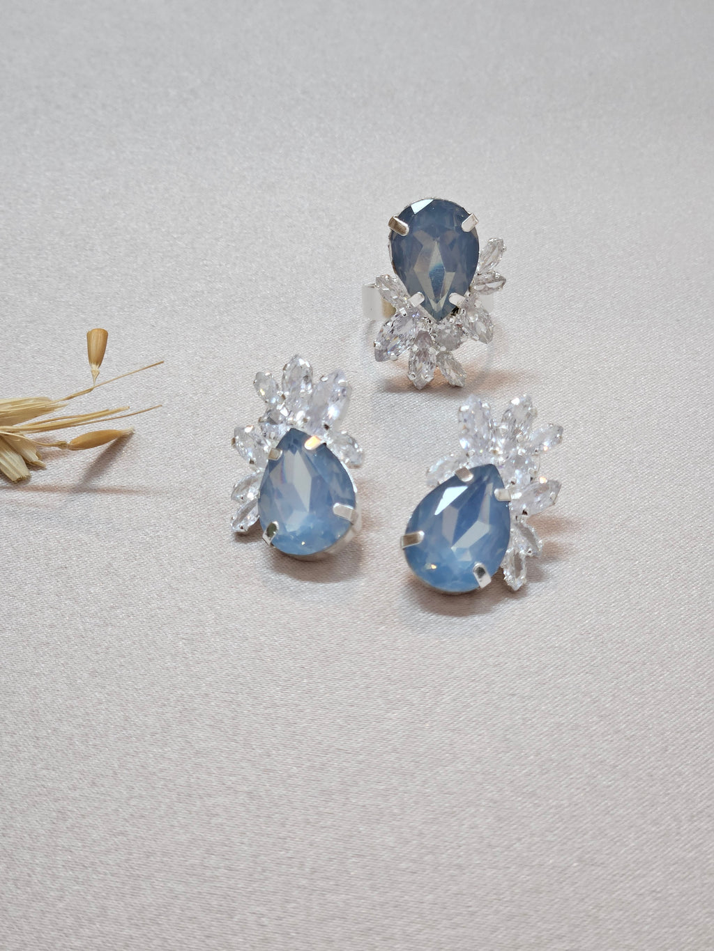 Baby Blue Earrings And Ring