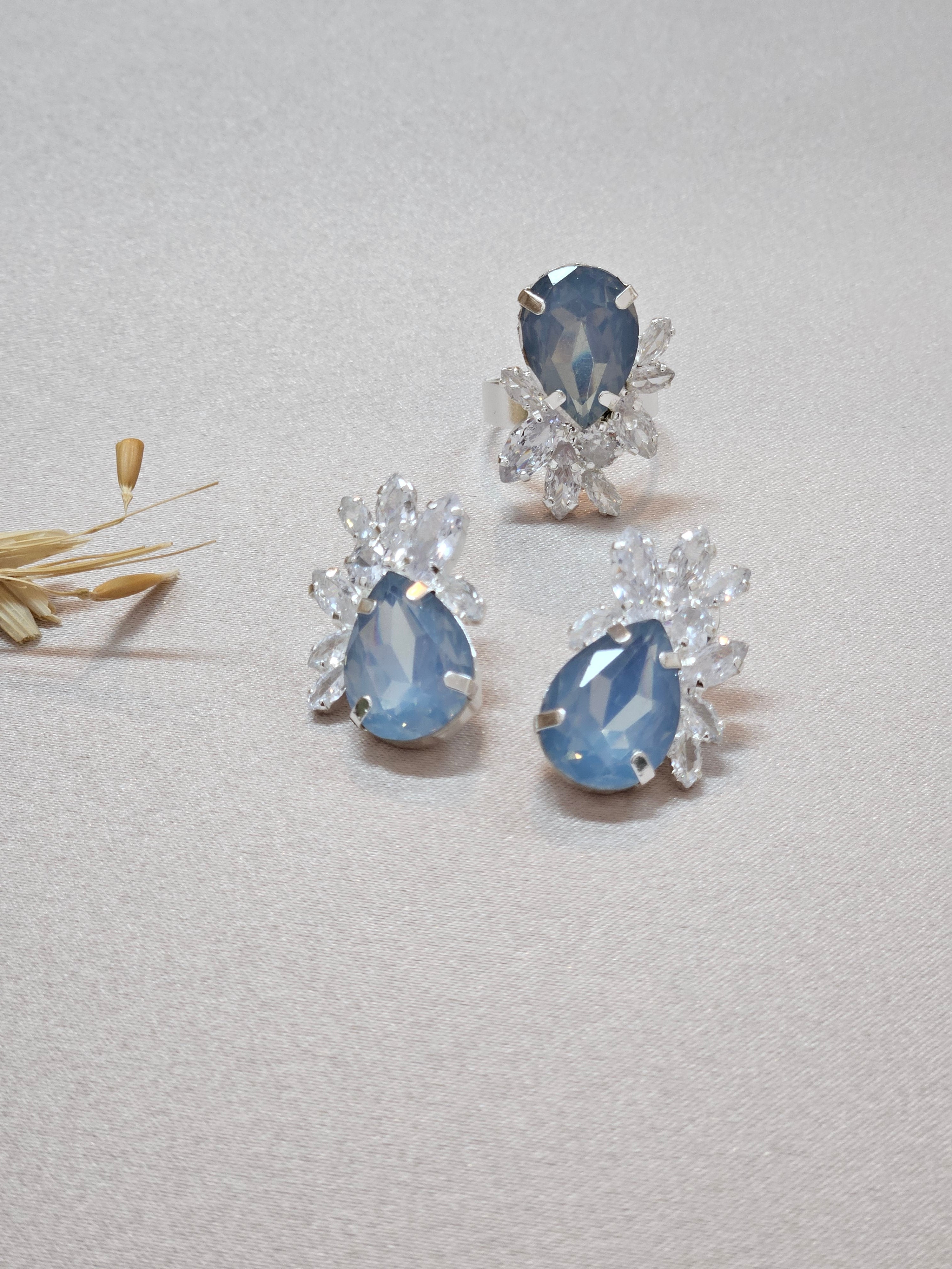 Baby Blue Earrings And Ring