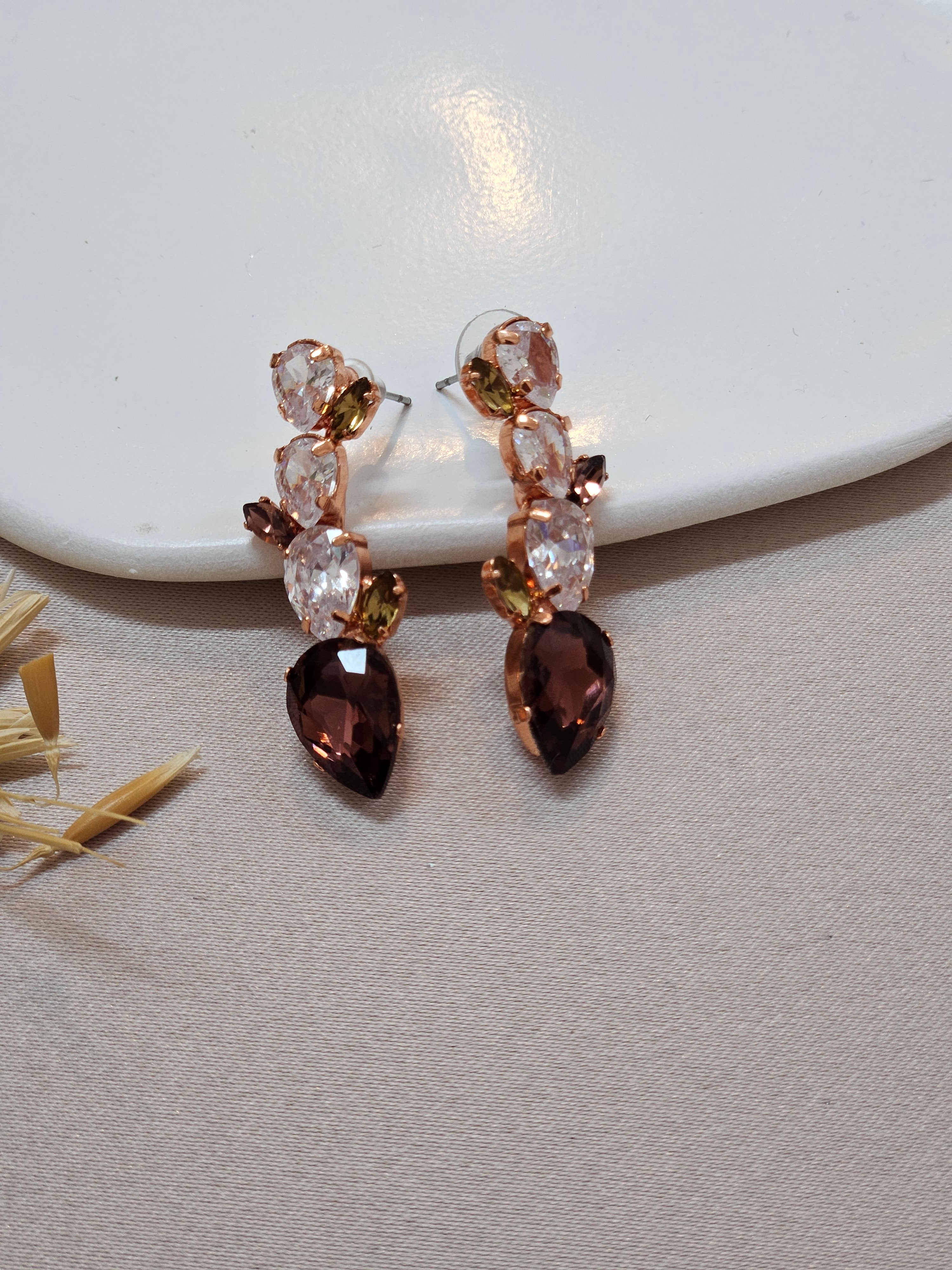 Dark Purple Jewelry Set With Rose Gold Finish