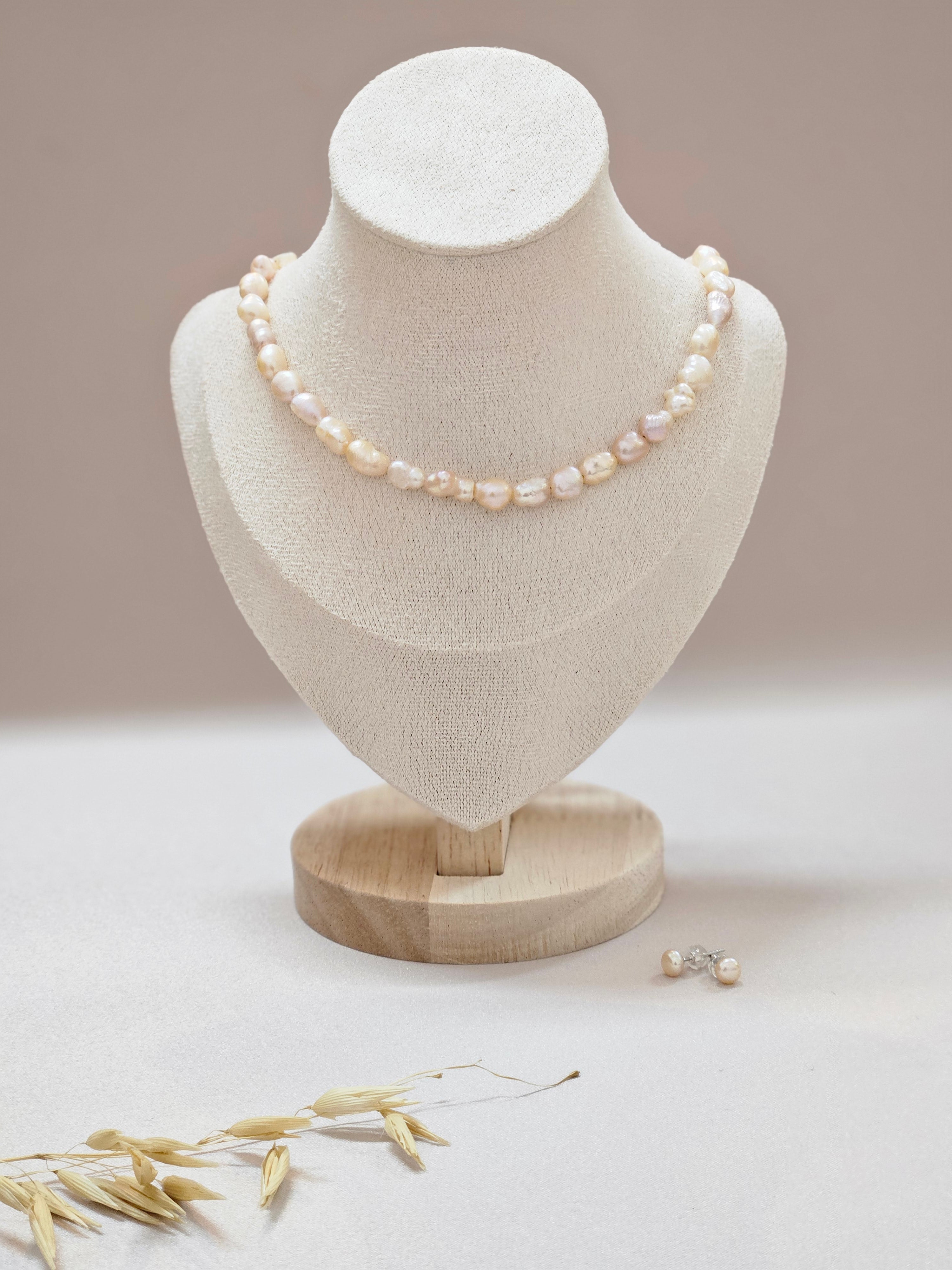 Peach Freshwater Pearls Jewelry Set
