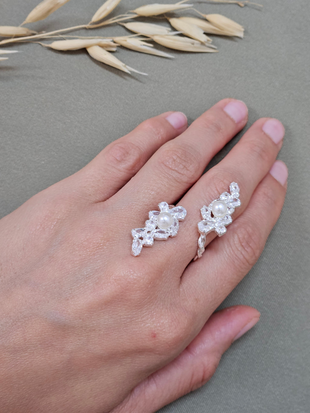Pearl Leaf Silver Jewelry Set