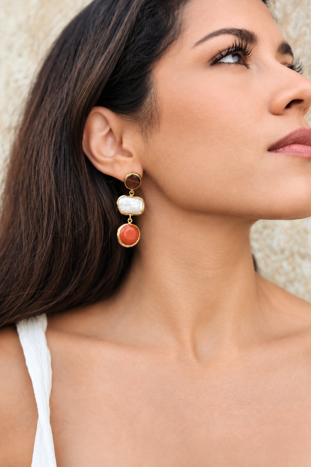 Pendientes de gota color naranja marrón