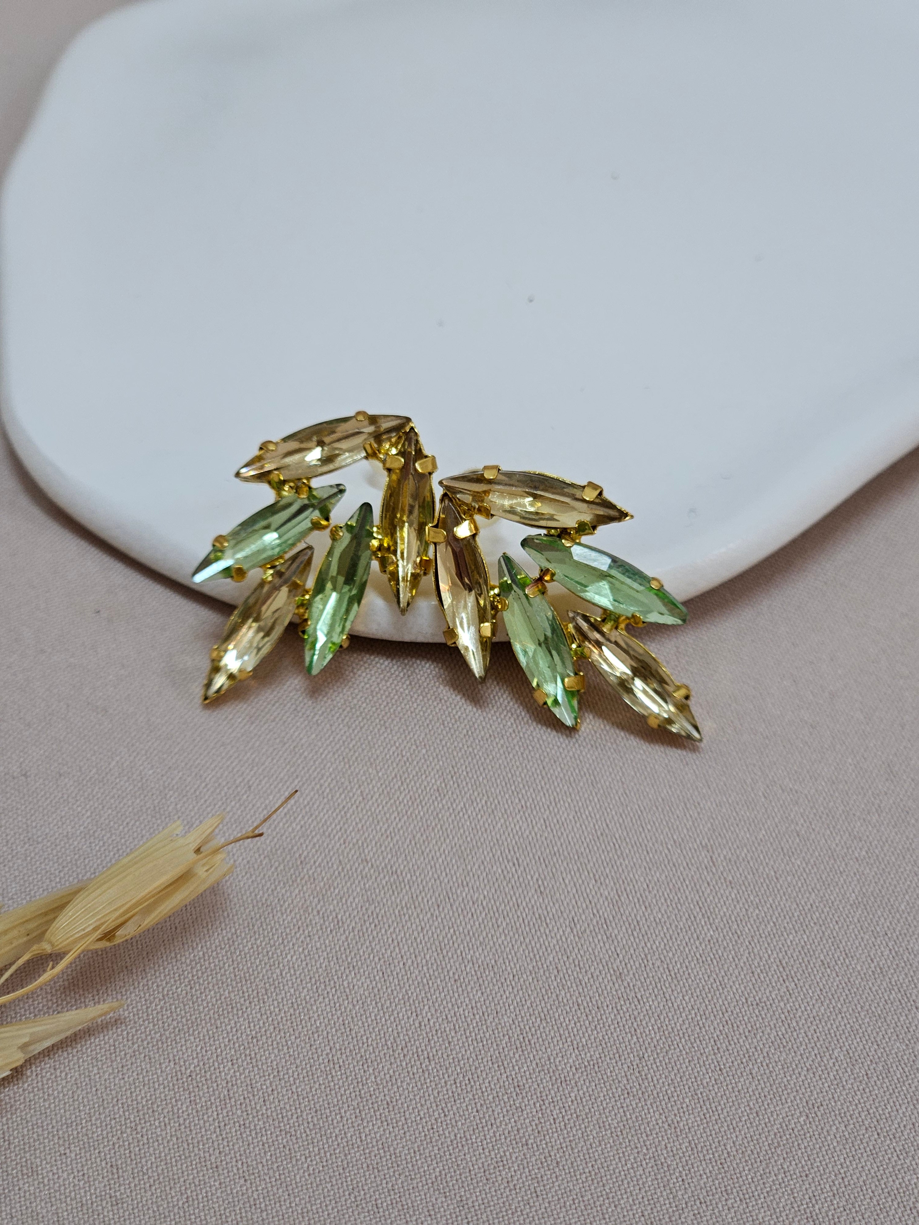 Green And Gold Wheat Jewelry Set