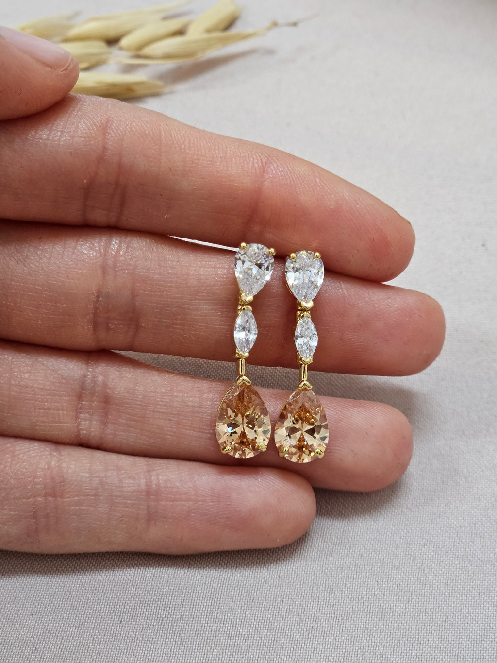 Champagne Drop Crystal Jewelry Set