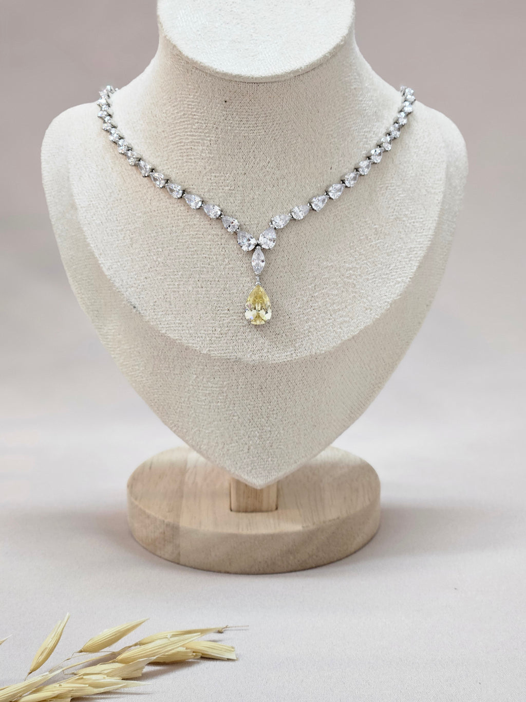 Yellow Teardrop Crystal Jewelry Set