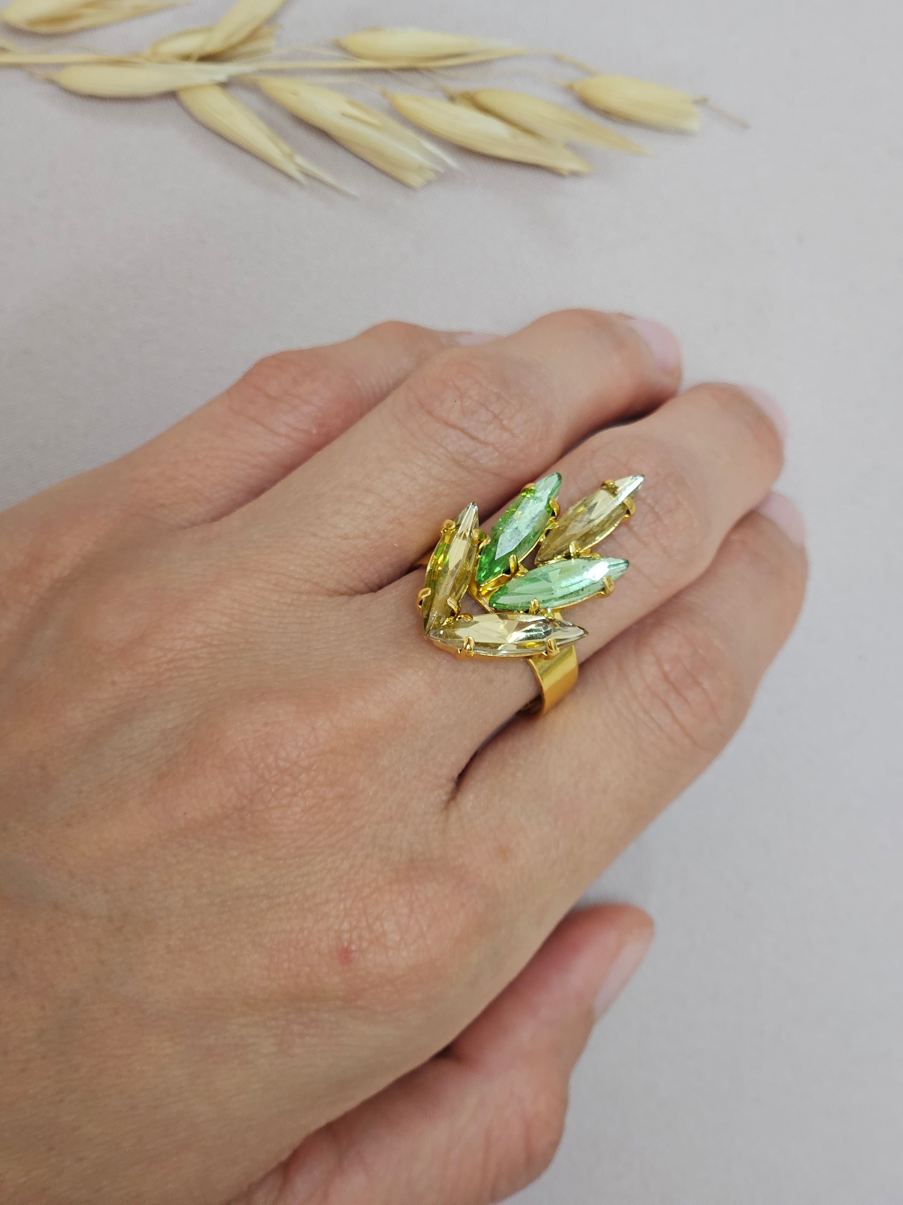 Green And Gold Wheat Jewelry Set