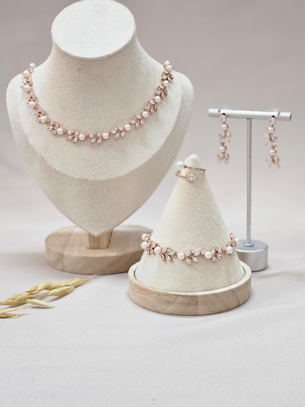 Rose Gold Pearl Jewelry Set