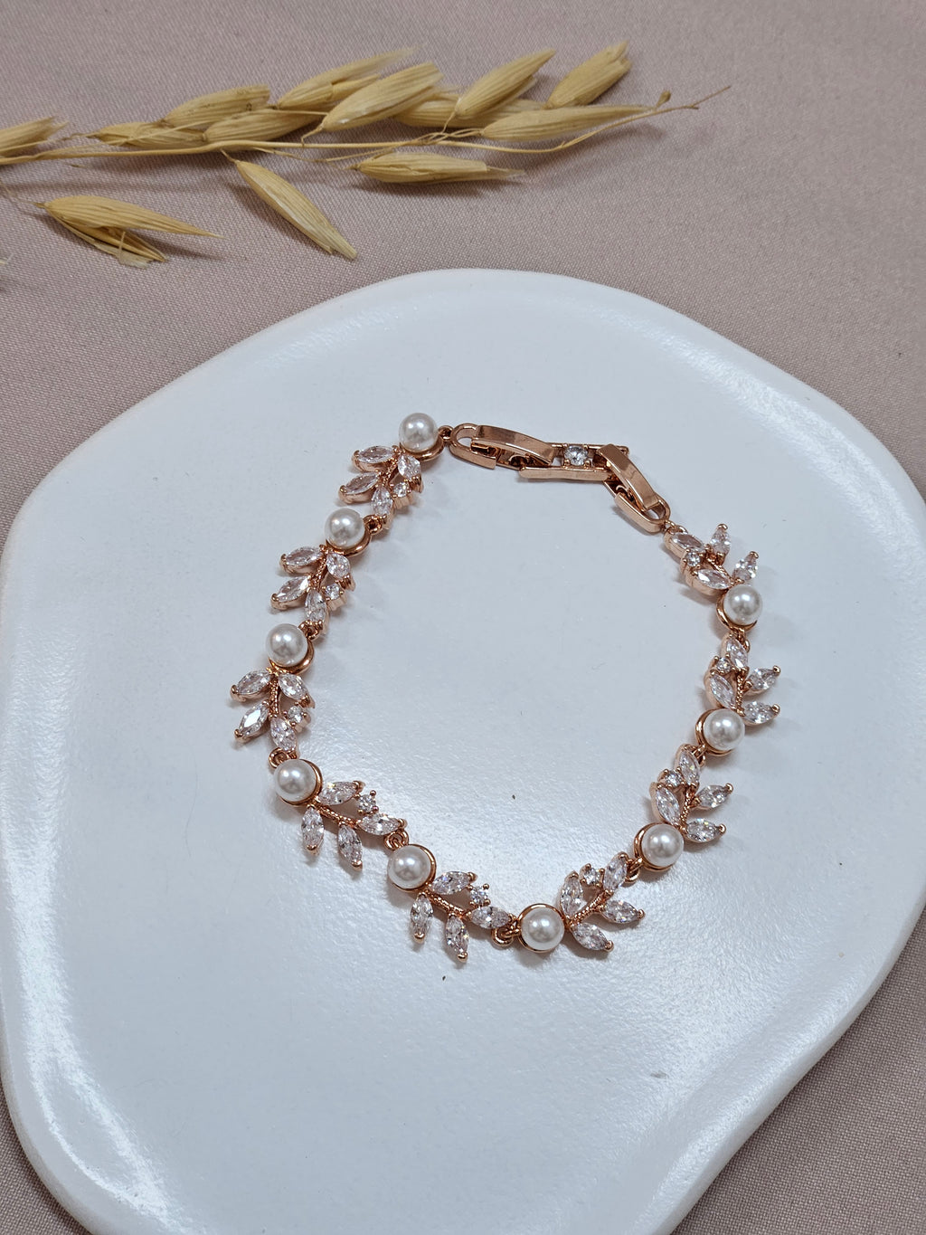Rose Gold Pearl Jewelry Set