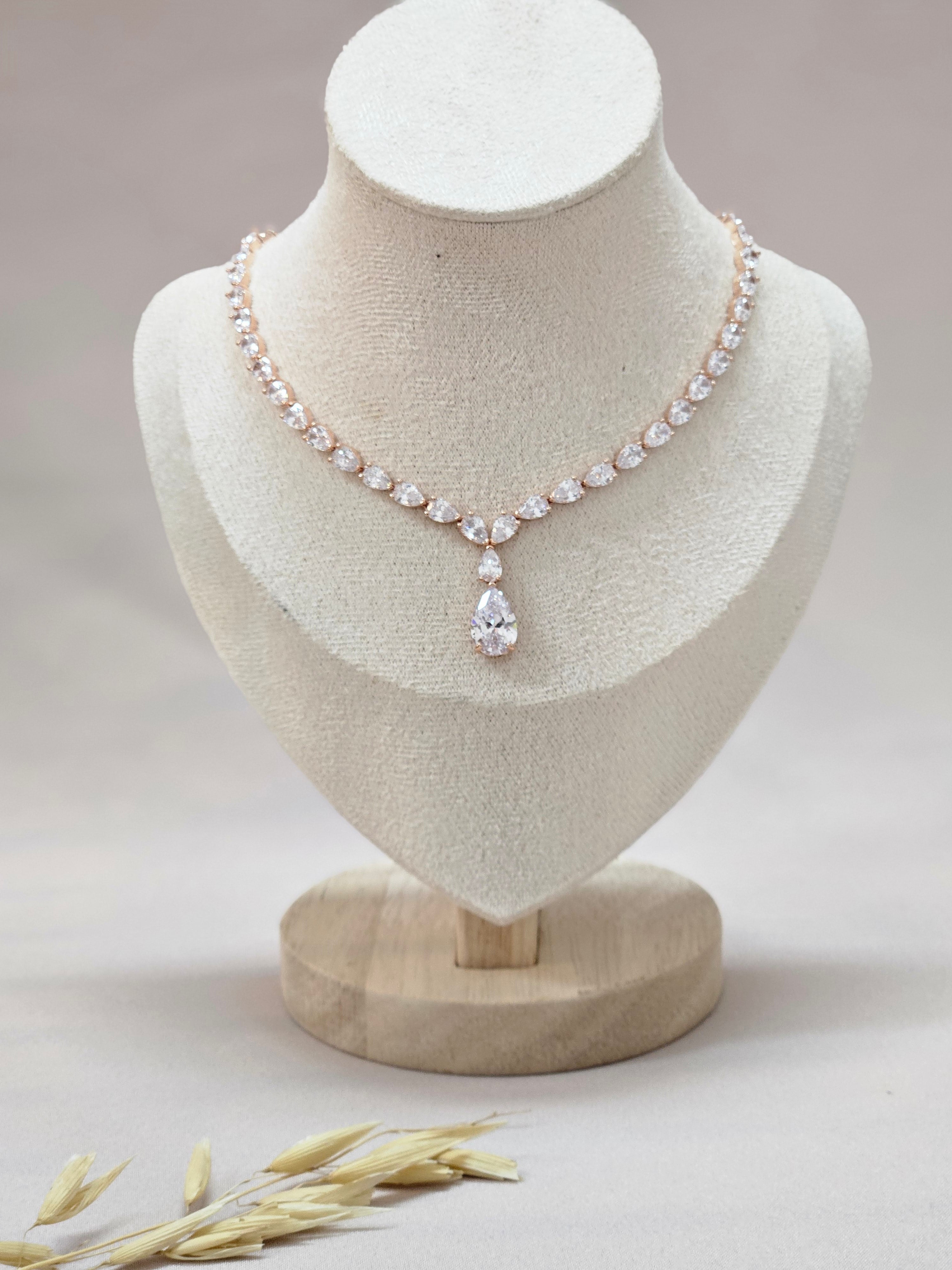 Rose Gold Tear Drop Jewelry Set