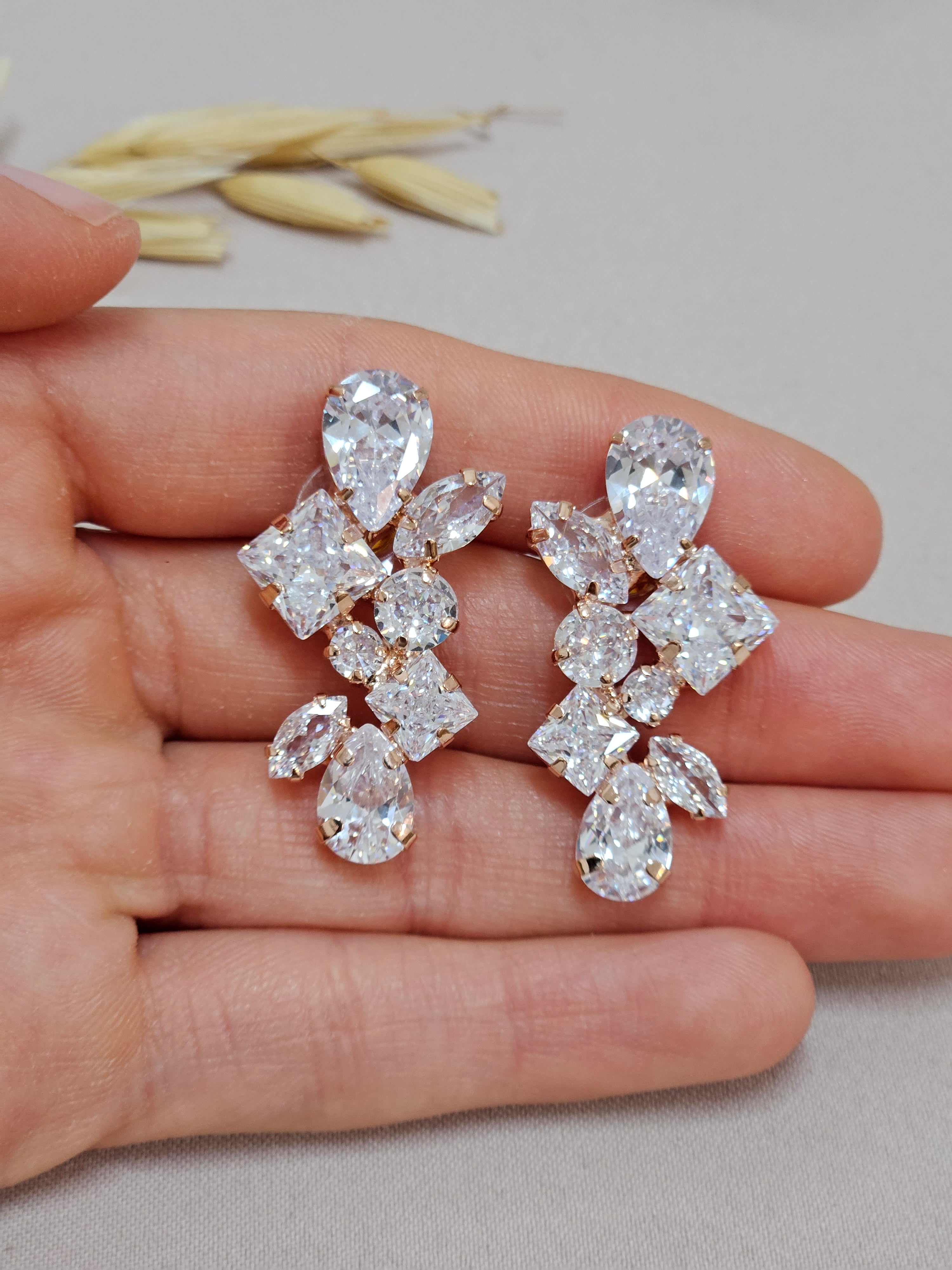 Geometrical Rose Gold Bridal Jewelry Set