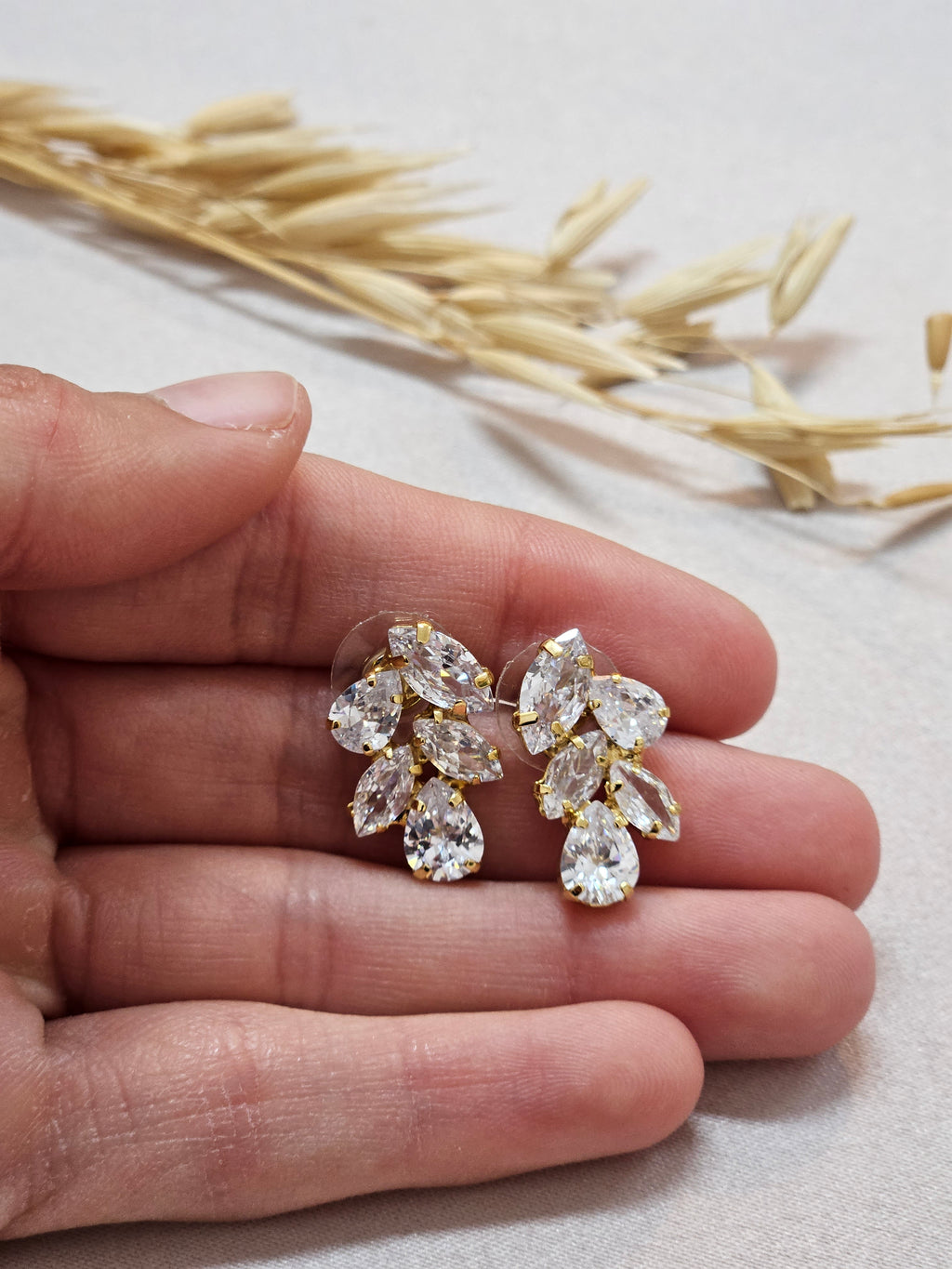 Small Gold Stud CZ Earrings