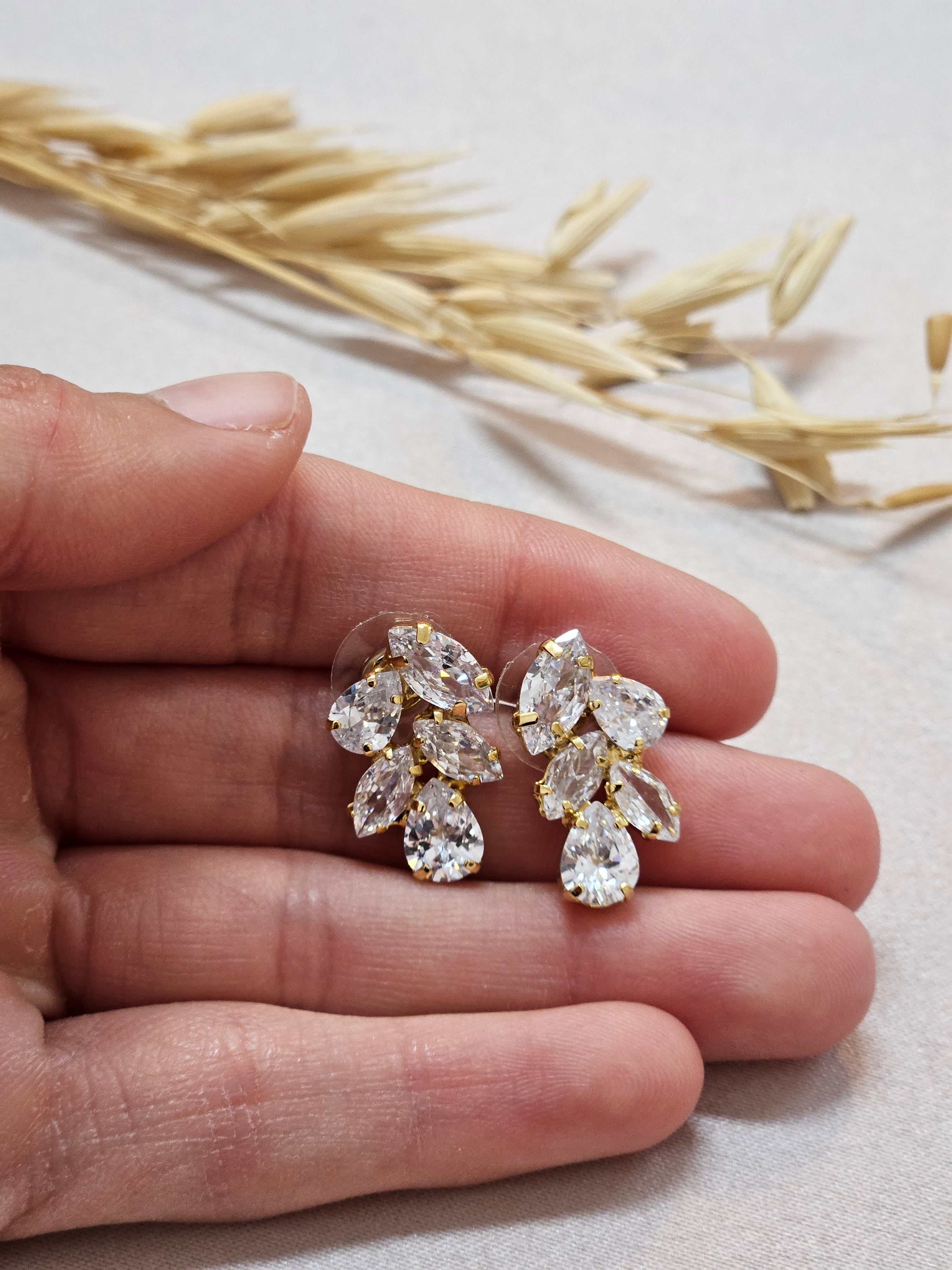 Small Gold Stud CZ Earrings