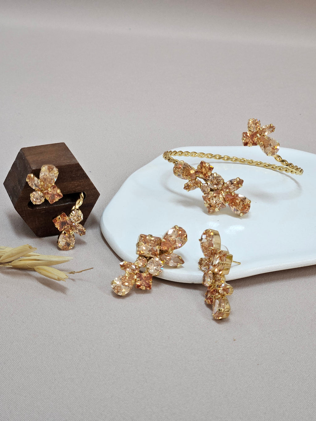 Geometrical Champagne Jewelry Set