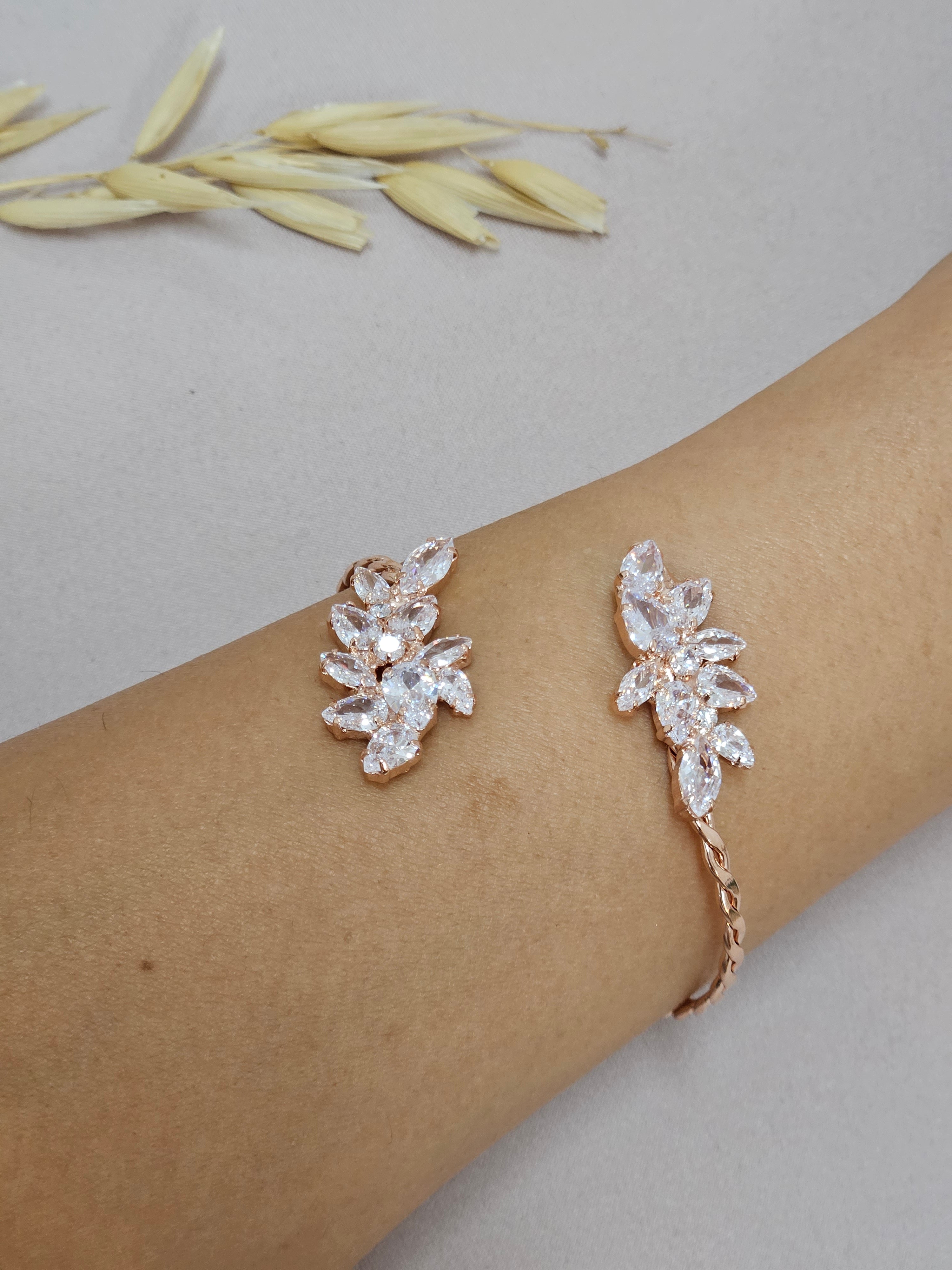 Rose Gold Leaf Bridal Set