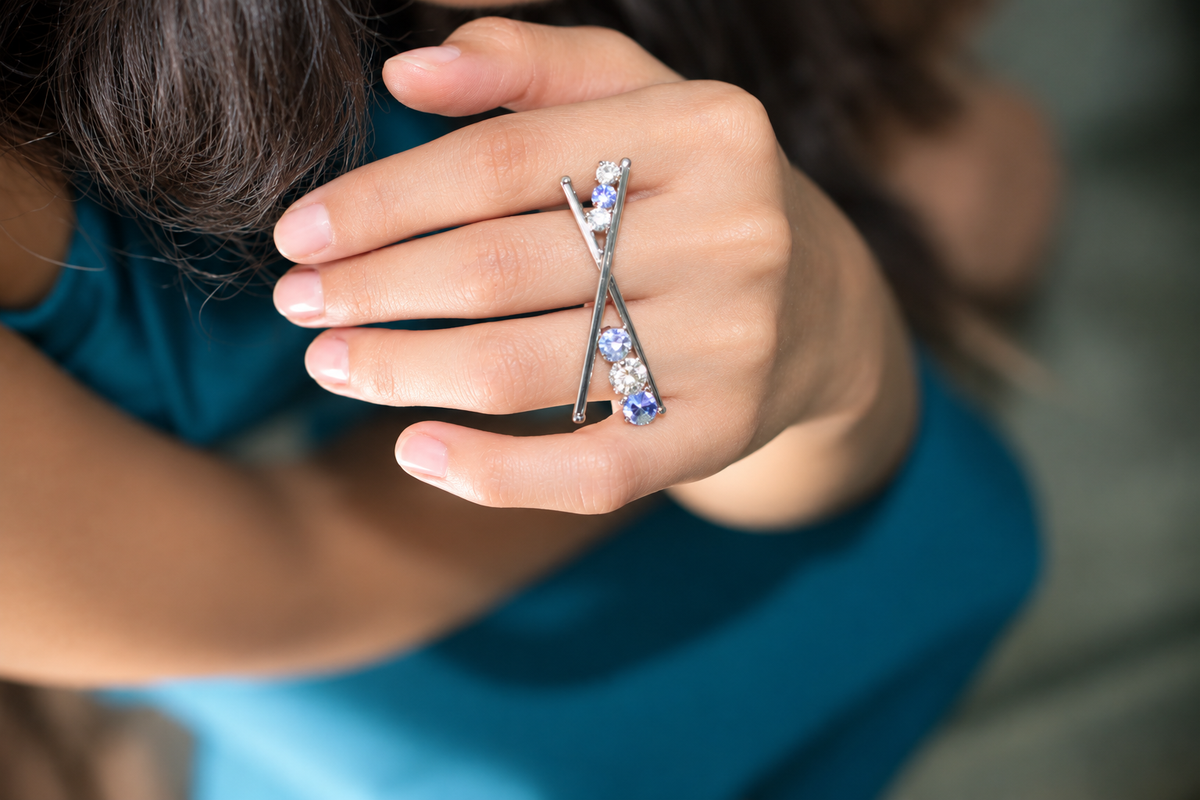 Anillo ajustable morado X