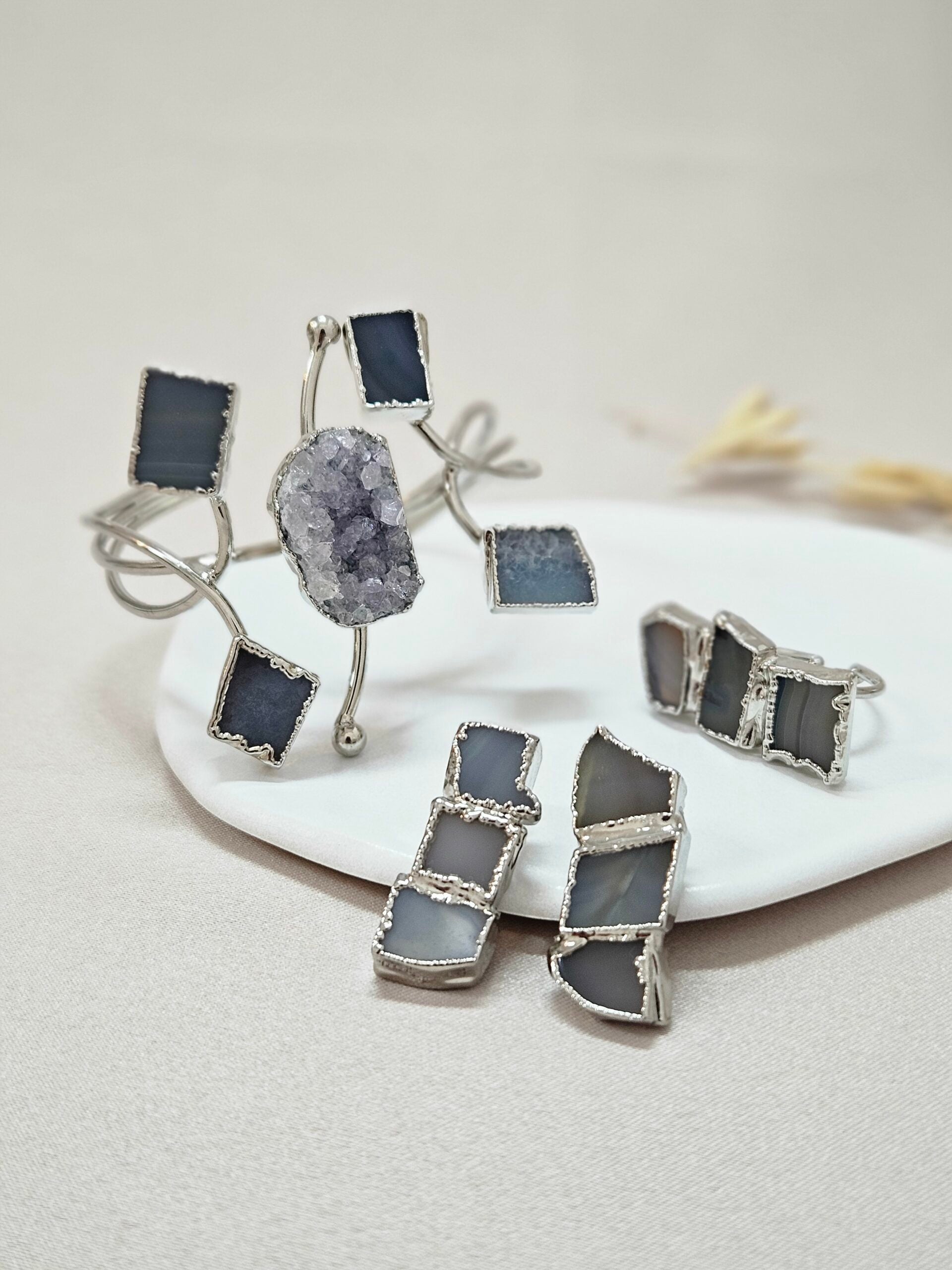 Light Blue Gray Jewelry Set