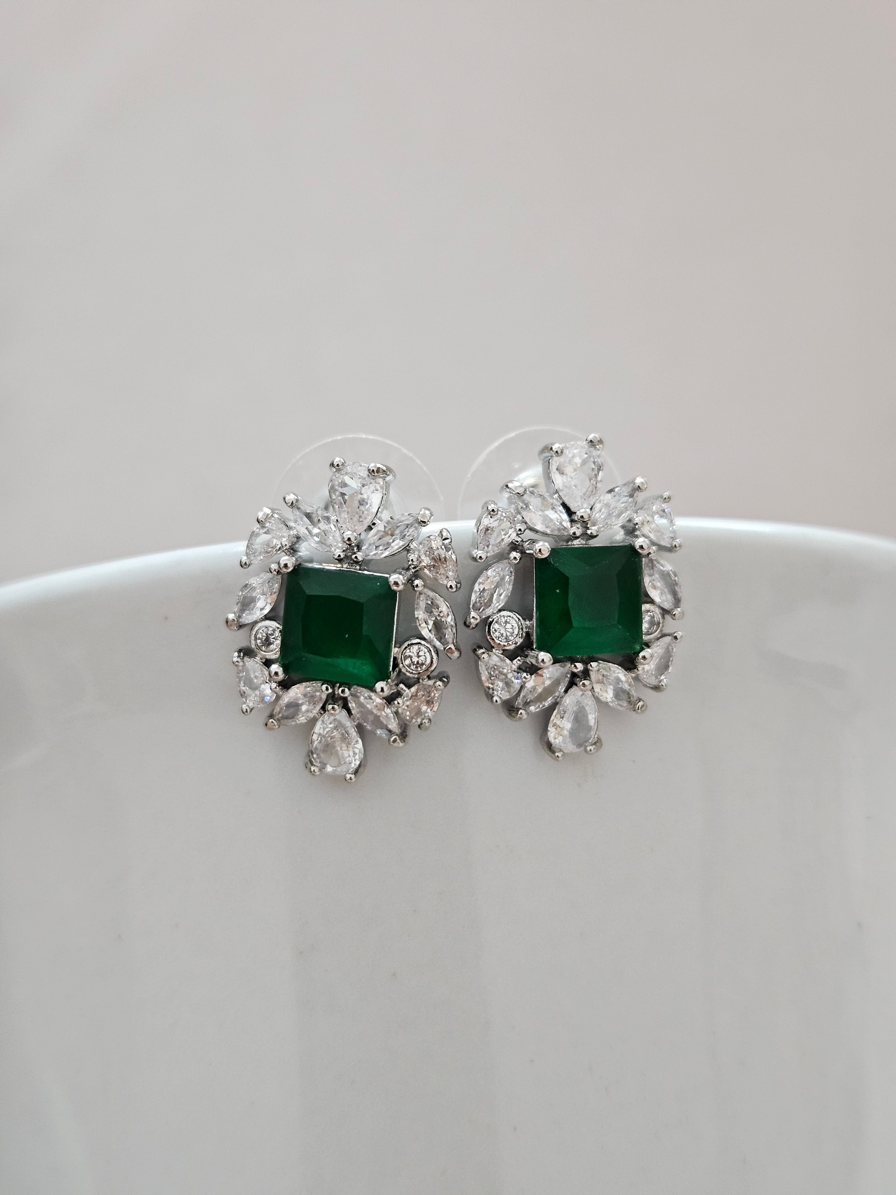 Emerald Green Crystal Stud Earrings - AEGC3